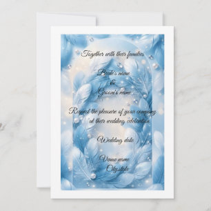 Invitation Mariage Luxueux Bleu Feather & Diamonds Arch