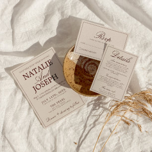 Invitation Mariage Luxueux Chocolat Brun Ancien Argent 