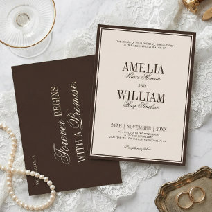 Invitation Mariage Luxueux Classique Brun Crème Traditionnel