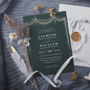 Invitation Mariage Luxueux Conte de Fée Or Élégant Moderne Ch