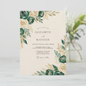 Invitation Mariage luxueux de forêt vert émeraude (Debout devant)