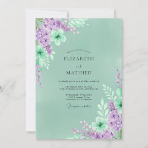 Invitation Mariage Luxueux de la Forêt Vert Émeraude