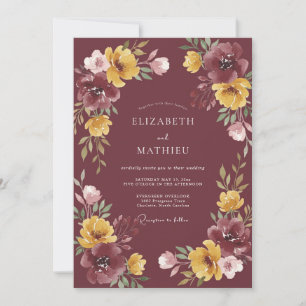 Invitation Mariage Luxueux de Récolte Marron