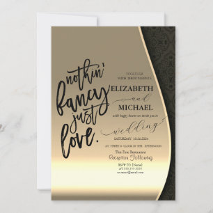 Invitation Mariage Luxueux Élégant Noir Damas Or