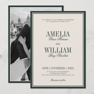 Invitation Mariage Luxueux Émeraude Classique à l'ancienne Ph
