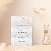 Invitation Mariage luxueux et fleuri or argenté