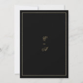 Invitation Mariage luxueux feuillage noir et or (Dos)