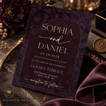 Mariage Luxueux Floral Noir de Prune