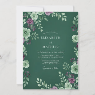 Invitation Mariage Luxueux Forestier aux Feuilles de Prune