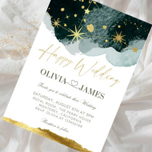 Invitation Mariage Luxueux Galaxie - Nuit Céleste Étoilée