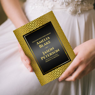 Invitation Mariage Luxueux Motif de Découpe en Rhombus Or