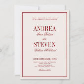 Invitation Mariage Luxueux Opéra Rouge Profond (Devant)