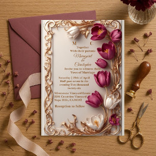 Invitation Mariage Luxueux Opulent Baroque Or Tulipe de Mûrie