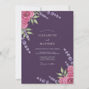 Invitation Mariage Luxueux Pétales de Magenta