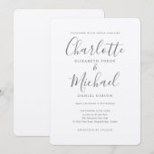 Invitation Mariage Luxueux Romantique Écriture Métallique Arg (Devant / Derrière)