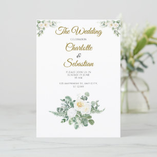 Invitation Mariage Luxueux Rose Ivoire et Verdure Or