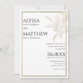 Invitation Mariage luxueux simple et doré blanc (Devant)