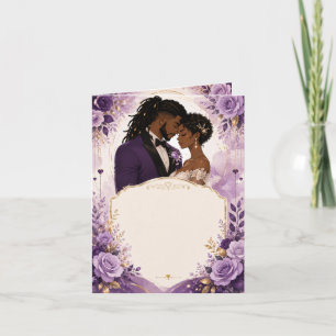Invitation Mariage Luxueux Violet & Or Noir Anime