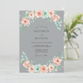 Invitation Mariage luxuriant de pêche succulent (Debout devant)