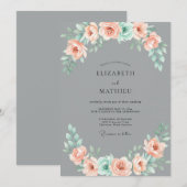 Invitation Mariage luxuriant de pêche succulent (Devant / Derrière)