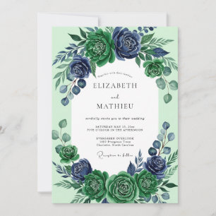 Invitation Mariage luxuriant de succulentes vert émeraude
