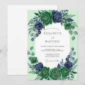 Invitation Mariage luxuriant de succulentes vert émeraude (Devant / Derrière)