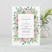 Invitation Mariage luxuriant de succulentes vert sauge (Debout devant)
