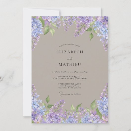 Invitation Mariage Luxuriant Fleur de Pervenche (Devant)
