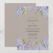 Invitation Mariage Luxuriant Fleur de Pervenche (Devant / Derrière)