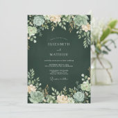 Invitation Mariage luxuriant vert forêt riche (Debout devant)