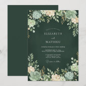 Invitation Mariage luxuriant vert forêt riche (Devant / Derrière)