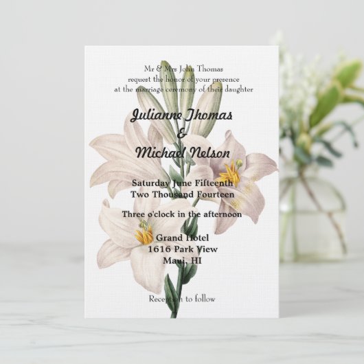 Invitation Mariage Lys blancs (Debout devant)