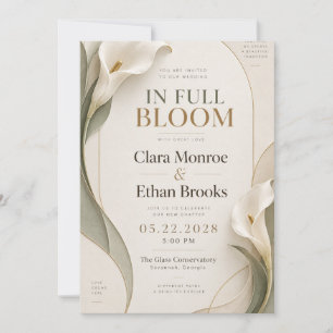 Invitation Mariage lys calla sage et or
