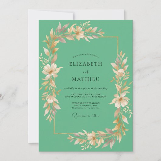 Invitation Mariage Lys Peint à l'écume de mer (Devant)