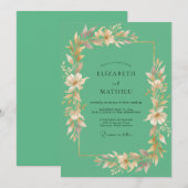 Invitation Mariage Lys Peint à l'écume de mer (Devant / Derrière)