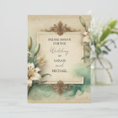 Invitation mariage lys vintage (Debout devant)