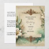 Invitation mariage lys vintage (Devant / Derrière)