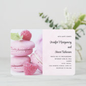 Invitation Mariage Macarons Roses & Framboises Rouges (Debout devant)