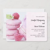 Invitation Mariage Macarons Roses & Framboises Rouges (Devant)