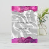 Invitation Mariage Magenta Agate Blanc Soie (Debout devant)