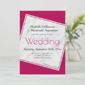 Invitation Mariage magenta moderne (Debout devant)
