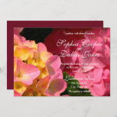 Invitation Mariage magenta rose orange Hydrangeas (Devant / Derrière)