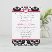 Invitation Mariage Magenta Trim noir & blanc Damask (Debout devant)