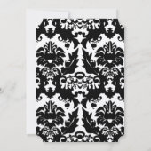 Invitation Mariage Magenta Trim noir & blanc Damask (Dos)