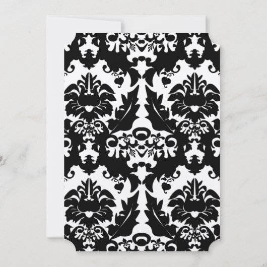 Invitation Mariage Magenta Trim noir & blanc Damask (Dos)