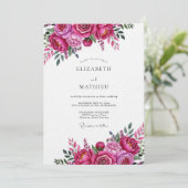 Invitation Mariage Magenta Vivid Bloom (Debout devant)