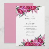 Invitation Mariage Magenta Vivid Bloom (Devant / Derrière)