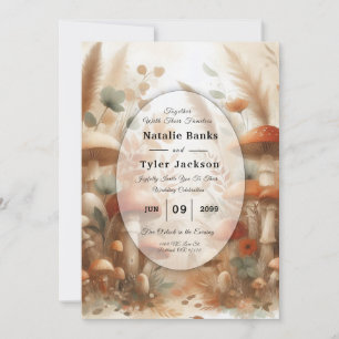 Invitation Mariage Magie de la Forêt Champignon en Terracotta