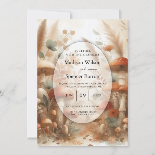 Invitation Mariage Magie de la Forêt Champignon en Terracotta (Devant)