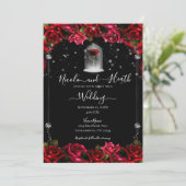 Invitation Mariage Magique Rose Rouge Blanc Or Argent Noir (Debout devant)